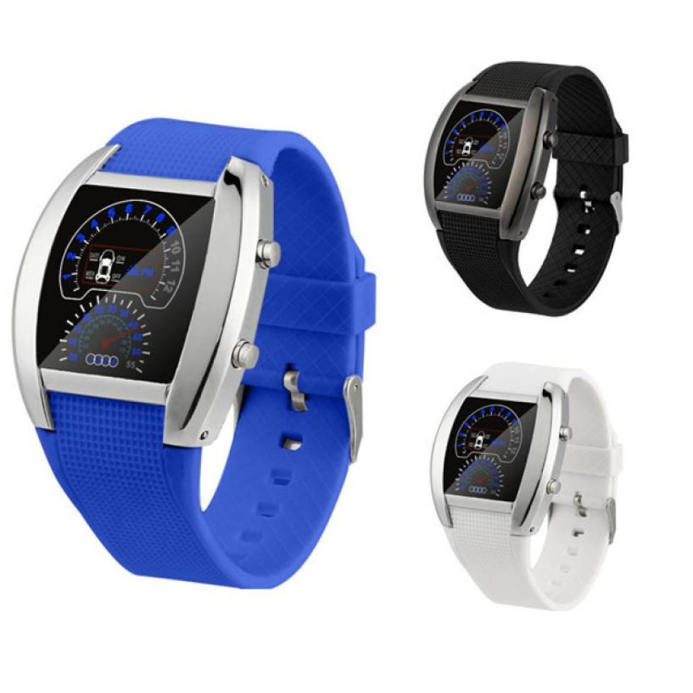 Timezone-reloj LED Turbo de aviación para hombre y mujer, reloj con Dial Flash, medidor de coche deportivo, 301