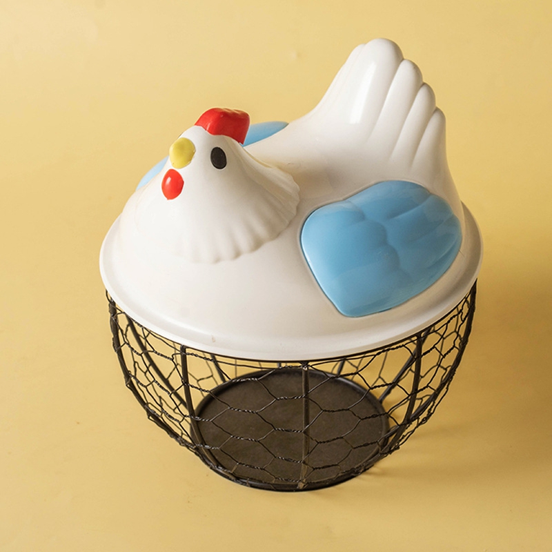 Chicken Egg Basket Metal Wire Chicken Egg Storage Basket Cute Portable Chicken Egg Holder Fresh Egg Holder for Pantry: black