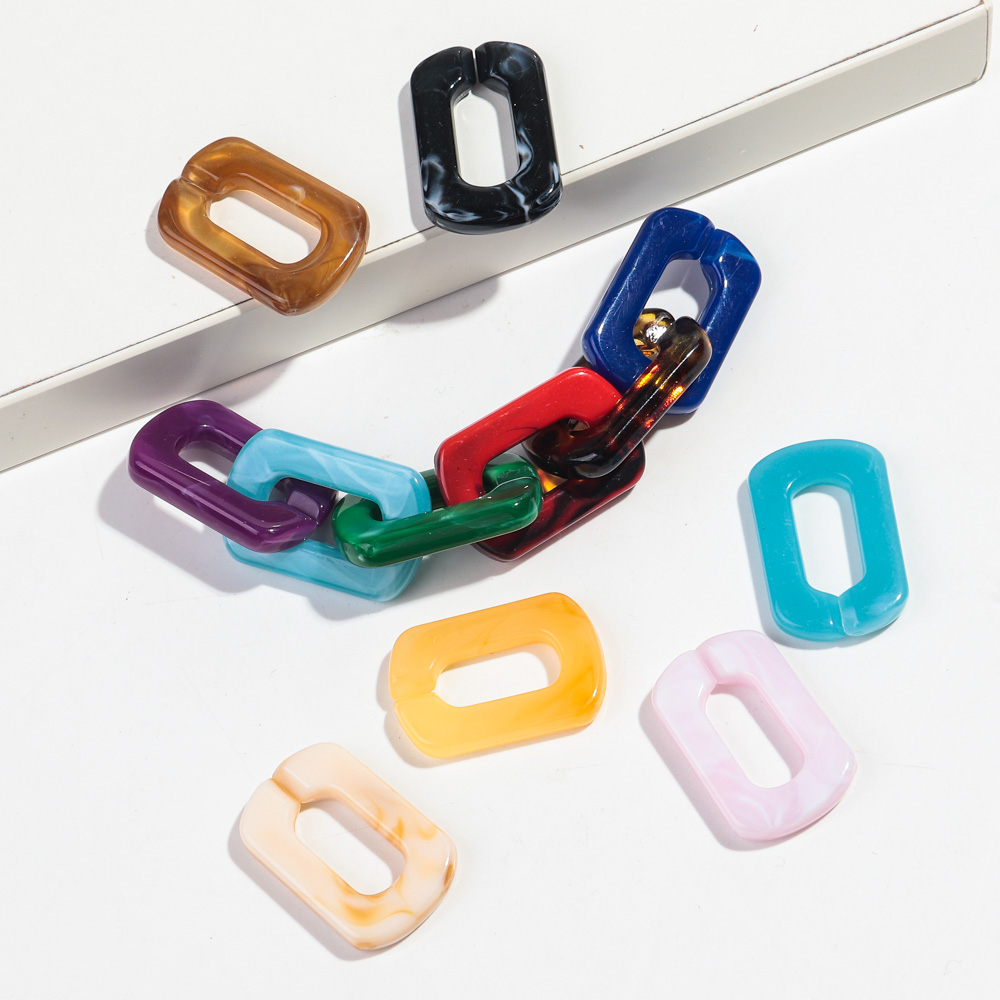 20 piezas 20x30mm cuentas de cadena de eslabones de anillo cuadrado acrílico de colores mezclados para pulsera fabricación de collares accesorios de joyería DIY al por mayor