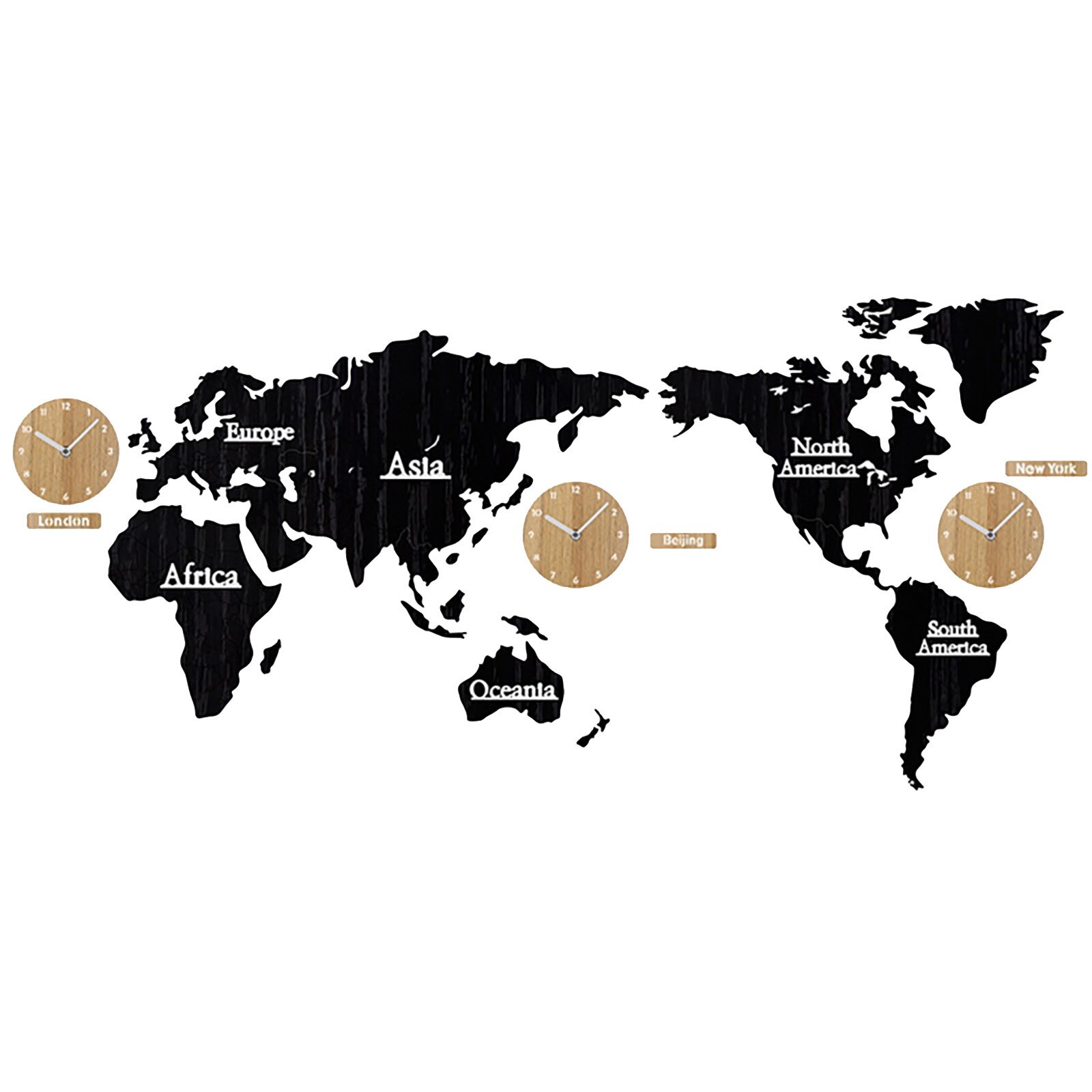 World Wood Clock Wall Decoration Sticker Diy Wall Living Room Europe 3d Map Surface Modern Home Office Decor Klok: Beige