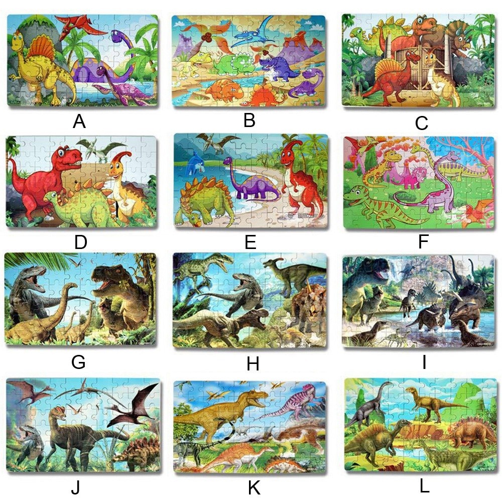 60 Pieces Dinosaur Wooden Jigsaw Pictures Puzzles Toys Puzzles for Kids 3 Years+ Toys Boys Girls Educational Toy детские игрушки