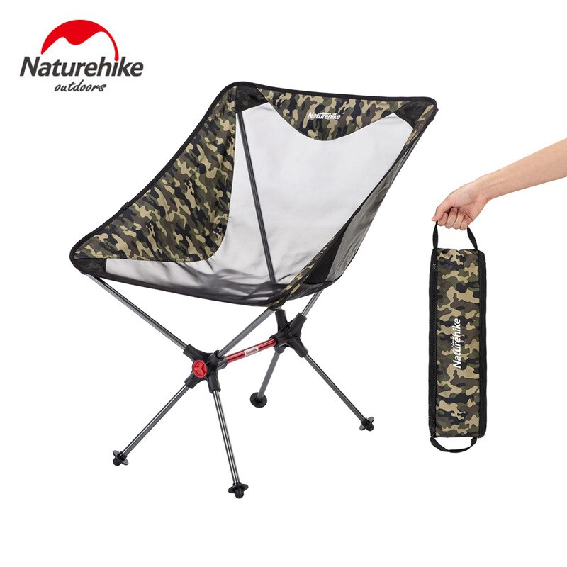 Naturehike letvægts bærbar sammenklappelig strandstol fold op fiskeri picnic stol tunge udendørs foldning camping stol sæde: Camouflage