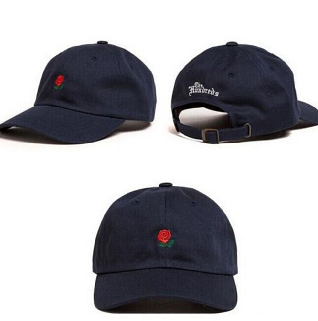 The Hundreds Rose Embroidered Hat Baseball Cap Unique Adjustable Embroidered Rose Casual Hats: Navy Blue