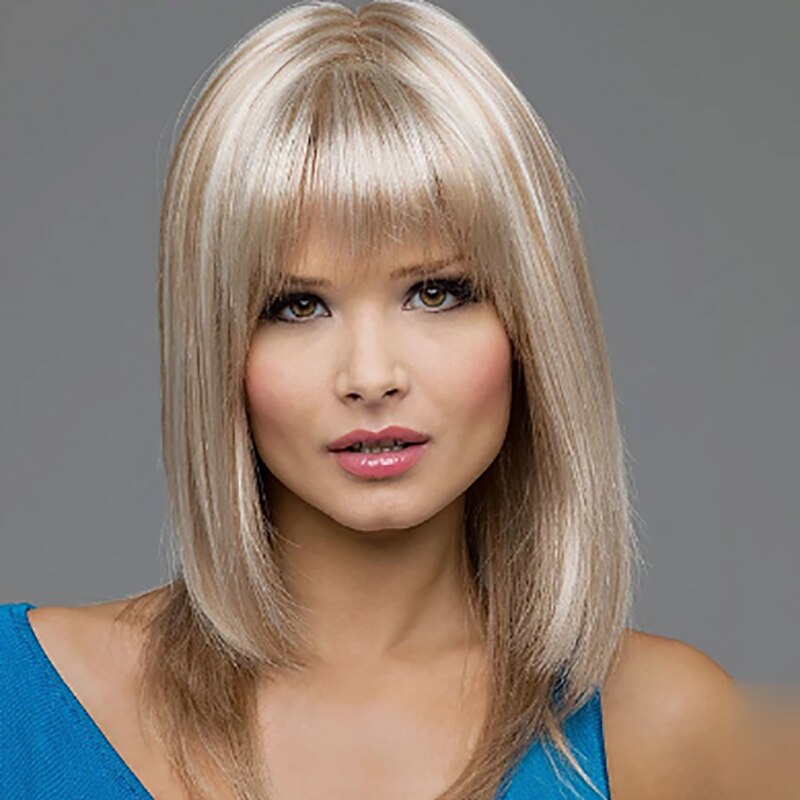 HAIRJOY Heat Resistant Synthetic Short Bobo Hair Wigs for Women Blonde Highlighted Wigs Cosplay Wigs: blonde