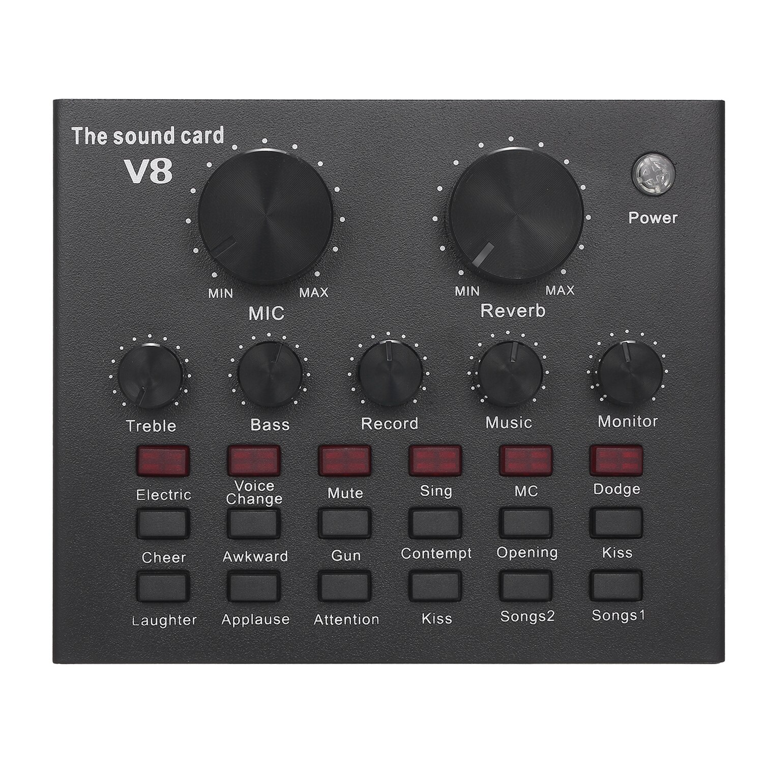 Tarjeta de sonido para teléfono móvil V8, micrófono Bluetooth en vivo, tarjeta de sonido externa USB, Chip DSP, 12 efectos de sonido para teléfono, ordenador y PC