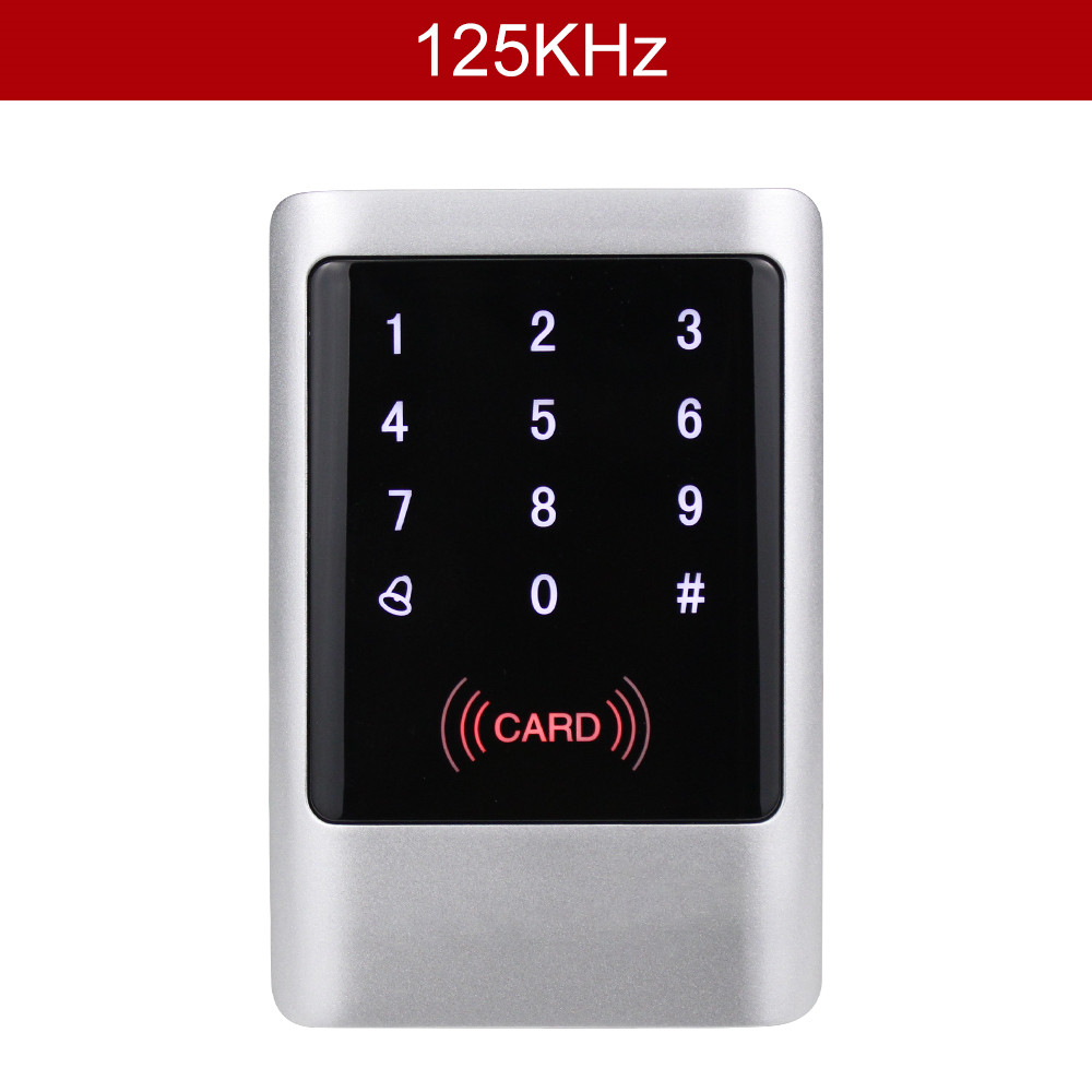 Metal vandtæt rfid 125 khz  or 13.56 mhz selvstændig adgangskontrol tastatur med touch screen panel  + 10 stk fjernbetjeninger: M1 id