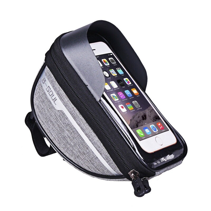 Funda de teléfono móvil impermeable de 4 colores para bicicleta, manillar, funda de teléfono móvil con bolsa, soporte de pantalla, bolsas de montaje para teléfono de 6,5 pulgadas: Gray