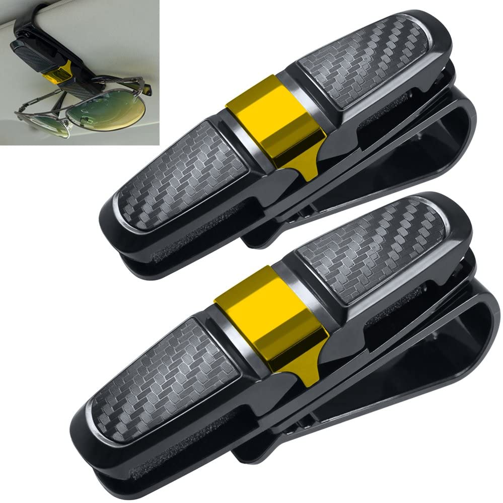 2 Stuks Auto Zonneklep Zonnebril Clip Auto Bril Houder Draagbare Ticket Card Klem ABS Brillen Case Auto Accessoires: Rood