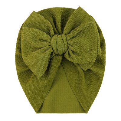 Baby cotton blends Headband Soft Bowknot Turban Hair Bands soft knit fabric pleated bow Indian hat for: Light Green