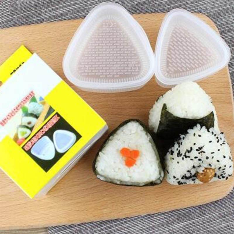 2Pcs Sushi Onigiri Mold Decor Rijst Bal Maker Plastic Driehoekige Vorm Keuken Sushi Gereedschap Keuken Accessoires