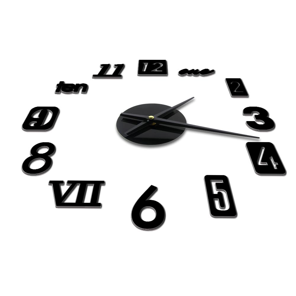 Horloge murale 3D auto-adhésive, différents Types de chiffres, décoration pour la maison, de pendaison de crémaillère, moderne