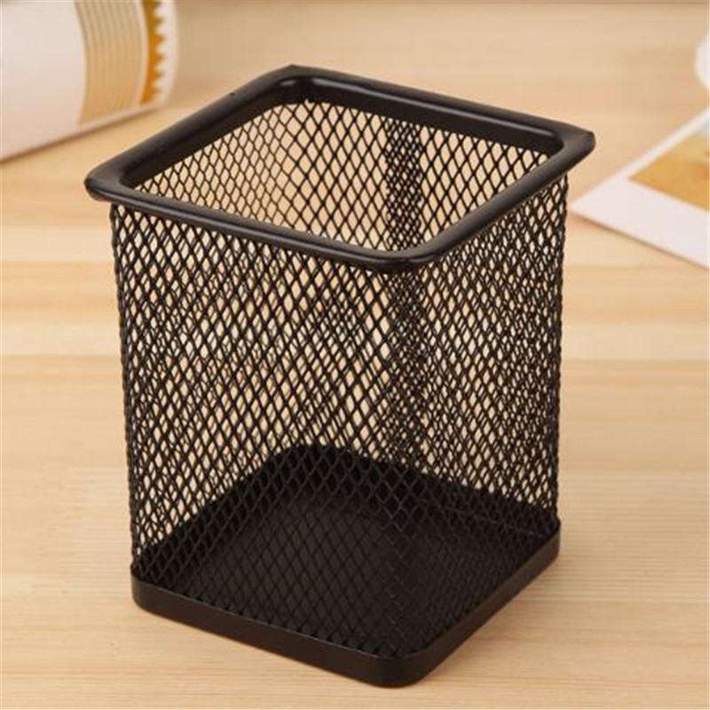 Pencil Holder Office Desk Metal Mesh Square Pen Pot Cup Case Container Organiser Durable Pencil Case