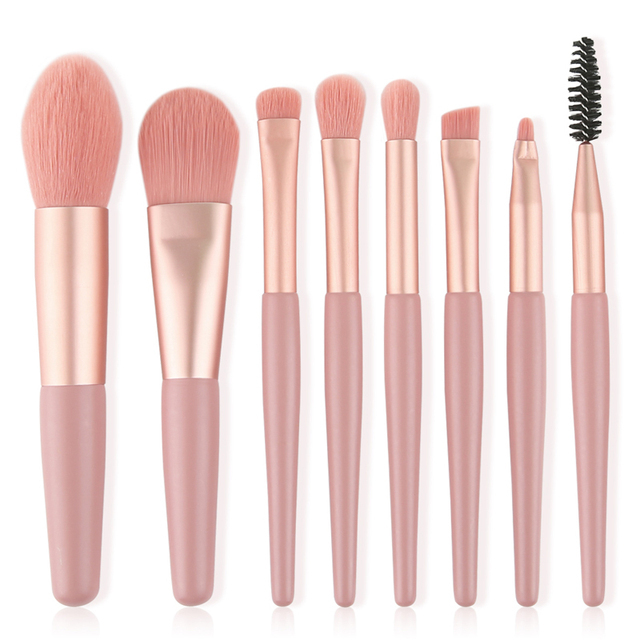 Juego de 8 Uds de brochas de maquillaje, brocha correctora de maquillaje, colorete, brocha para polvos sueltos, sombra de ojos, resaltador, brocha para base, herramientas de belleza: Gris