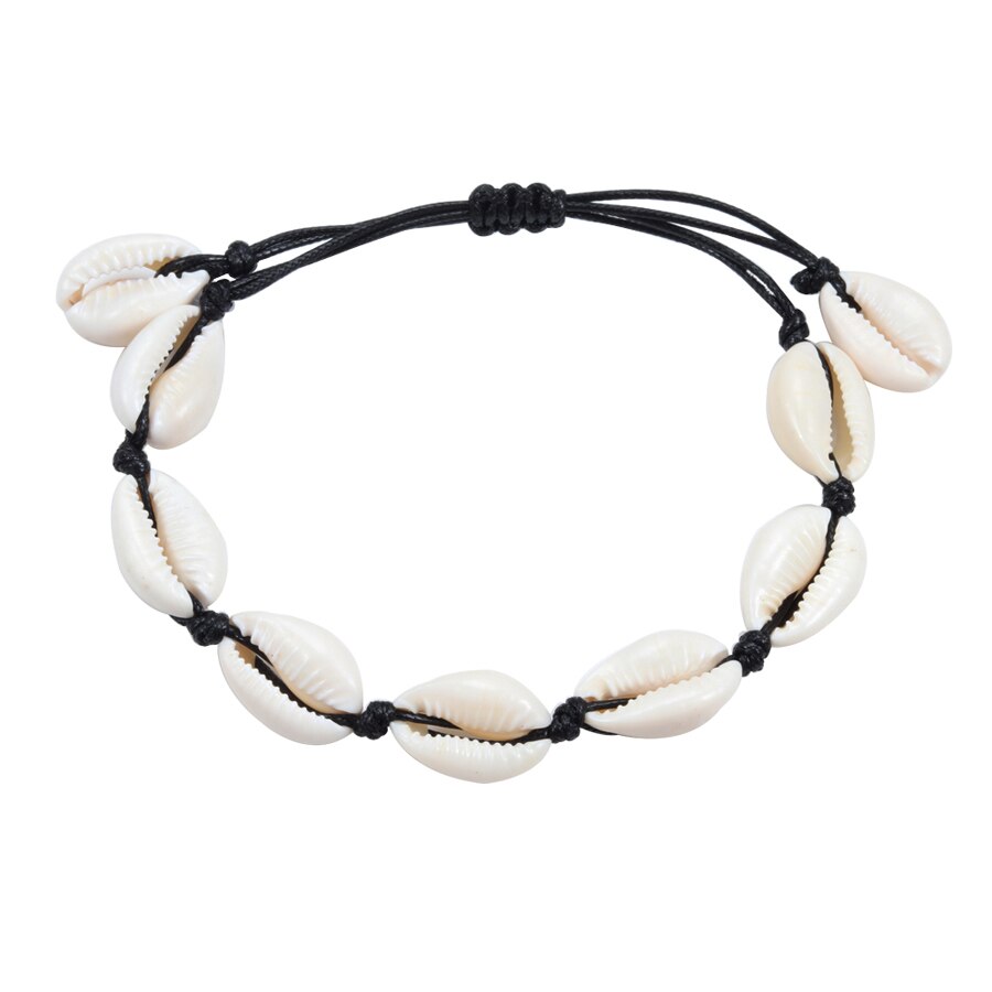 Boho coquillage Bracelet breloque Femme coquilles Bracelets tricot à la main plage perle naturelle coquille accessoires bijoux directe: black