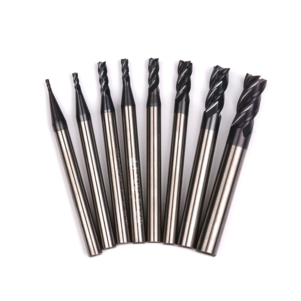Endefres skjæringe 4 rille fres 1 1.5 2 2.5 3 4 5 6mm legert hardmetall wolfram stål fres endefres metall freser