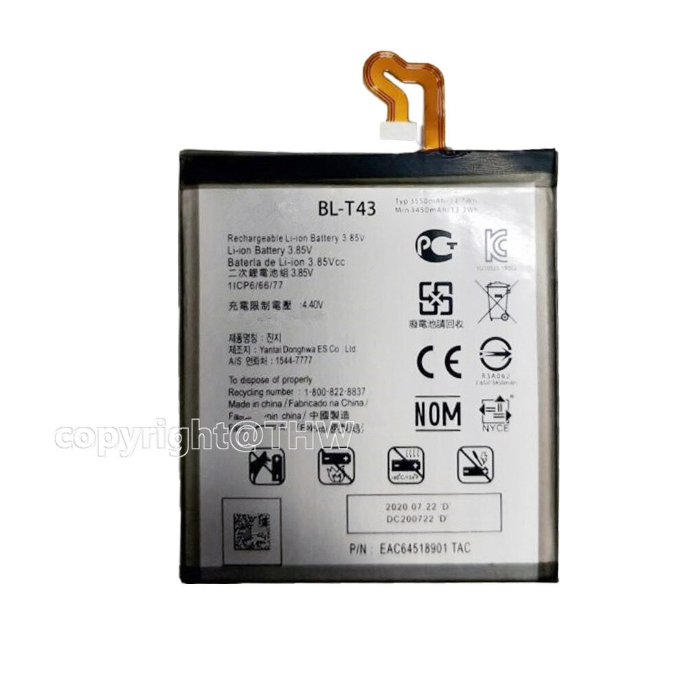100%  ægte bl -t43 batteri til lg  g8s tynde lm -g810 3550 mah mobiltelefon originale batterier med værktøj