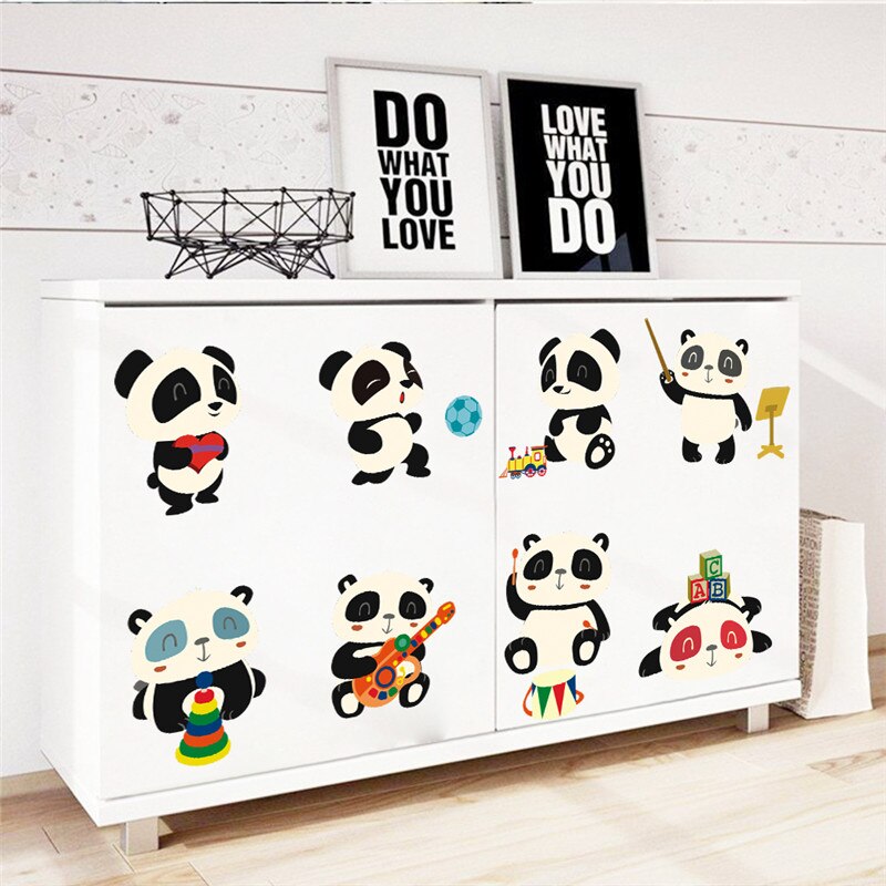 Lovely Panda Birds Wall Stickers For Kids Baby Nursery Rooms Decor Home Cute Animals PVC Mural Wall Art DIY Decals
