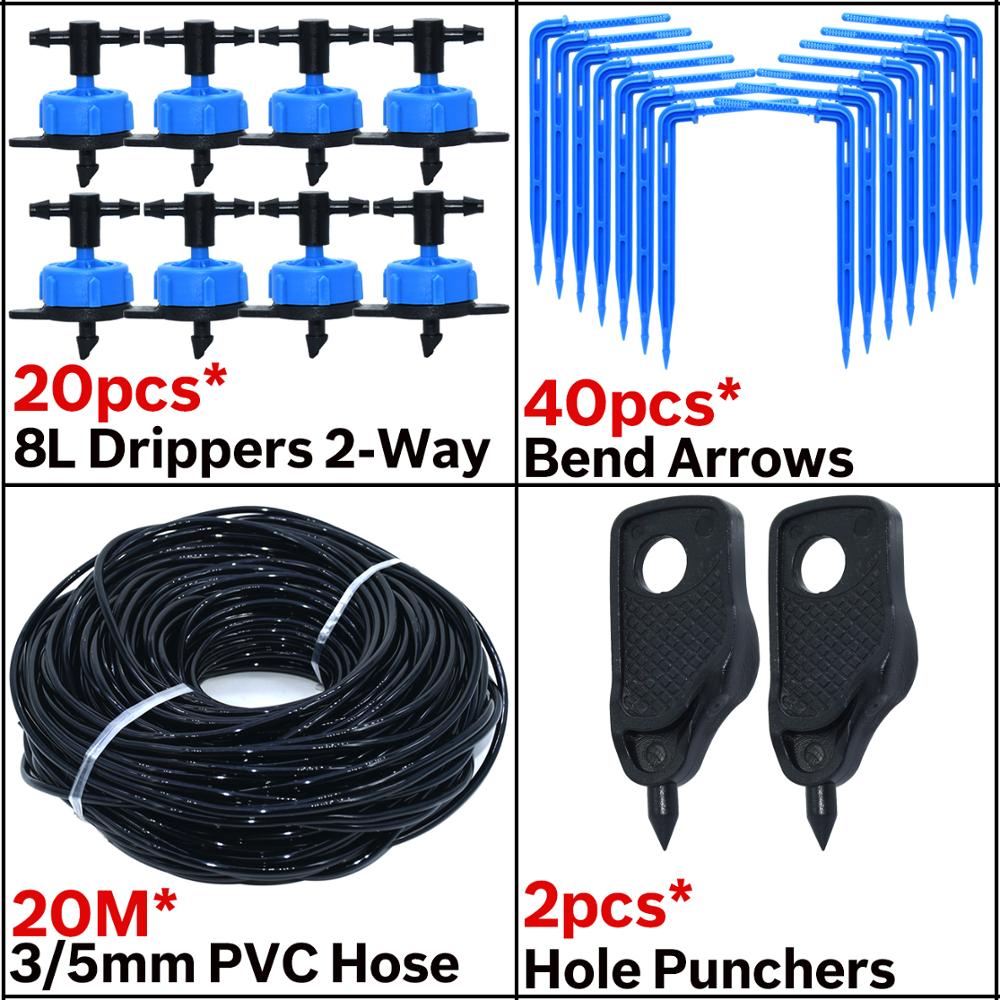Kesla 3/5mm drypvanding 4- -vejs dryppil 2- -vejs sender vanding vandingssystem blomsterhave græsplæne drivhus 10/20 sæt: Ksl 01- kit 224-8l-2 måde