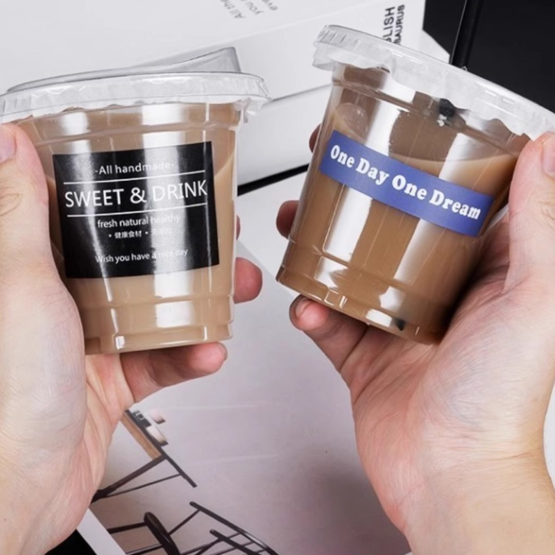 Taza de té de la leche desechable de Material PET, vasos de plástico transparente para bebidas frías, vasos comerciales, vaso de café americano helado grueso
