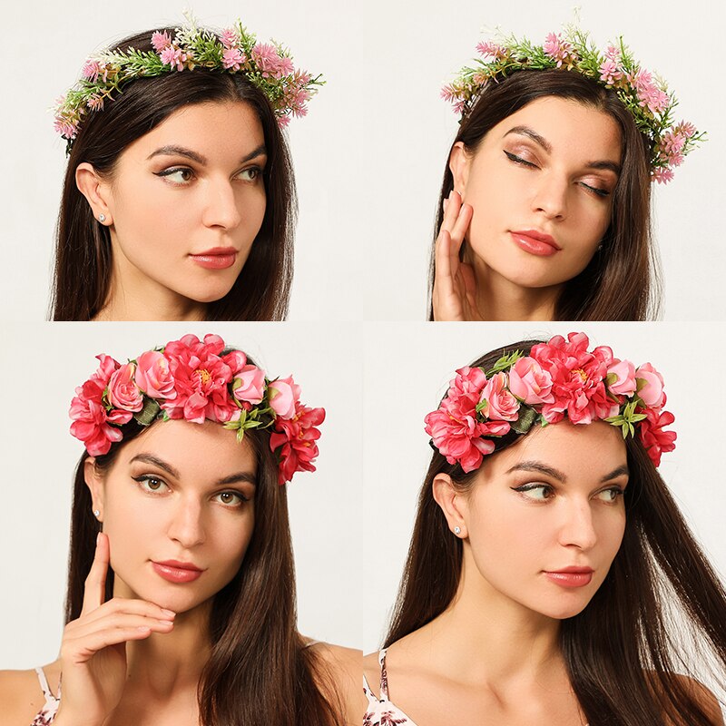 Corona pequeña de flores de girasol para niña, diadema para niña, accesorios para el cabello, tocado para mujer, guirnalda Floral, tocado nupcial