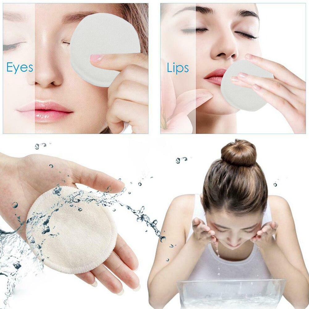 12Pcs Facial Doekjes Reinigen Herbruikbare Wasbare Ronde Zachte Bamboevezel Make-Up Remover Pad Cosmetica Tool Reizen Universele Scrub
