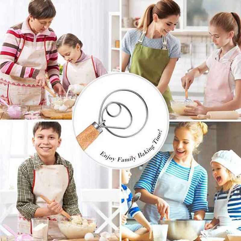 Jeyl 3 Pcs 13 Inch Deense Deeg Garde Met 3 Pcs Deeg Schraper, rvs Deeg Haak Houten Handvat Voor Bakken, Gebak