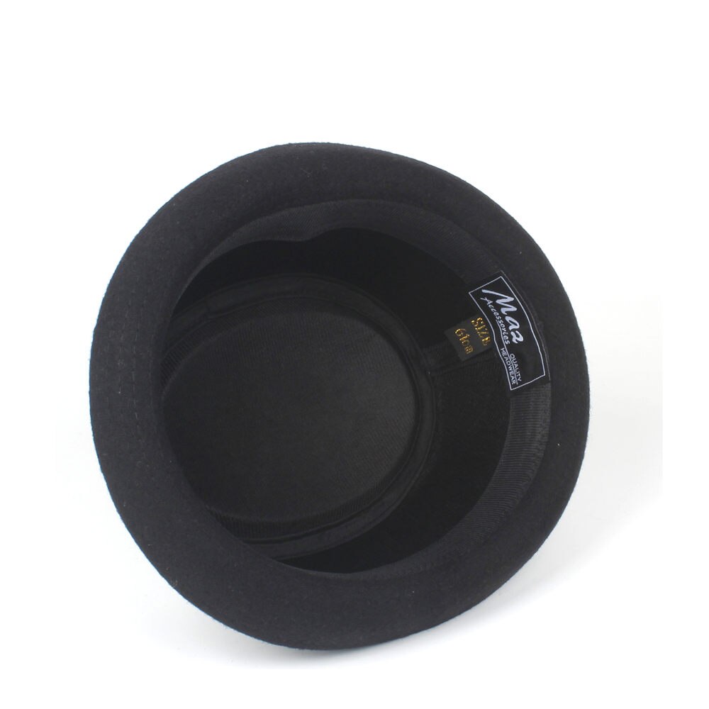 100% wełna mężczyźni wieprzowina ciasto kapelusz dla taty zima czarny kapelusz fedora dla dżentelmena płaski melonik Porkpie cylinder rozmiar S M L XL