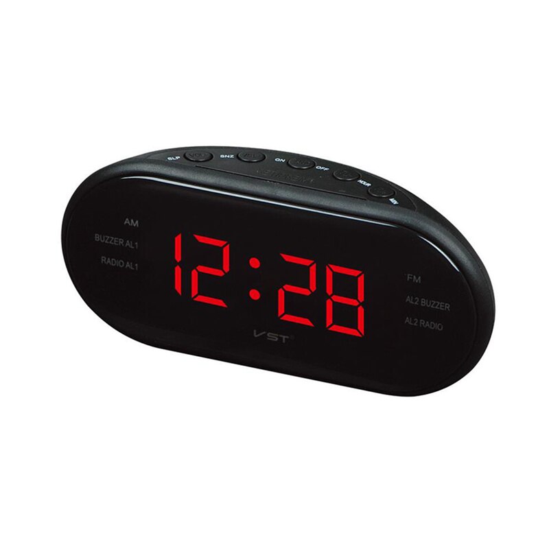 17*6*8.5cm Modern AM/FM LED Clock Radio Electronic Desktop Alarm Clock Digital Table Clocks Snooze Function: Red