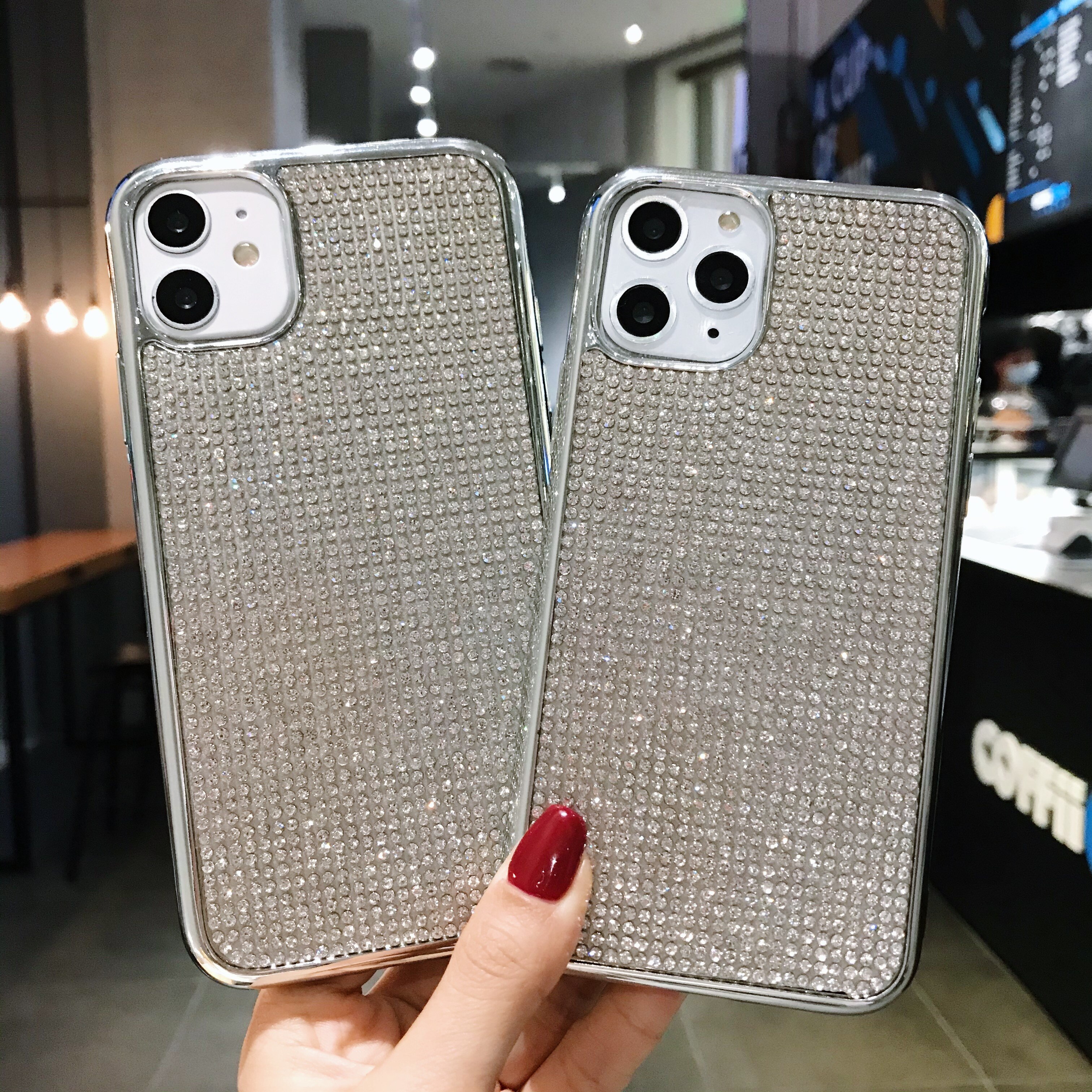 Coque scintillante à strass pour iPhone, compatible modèles 6S, 6, 7, 8 Plus, 11 Pro, XS Max, XR, X, SE , cristal