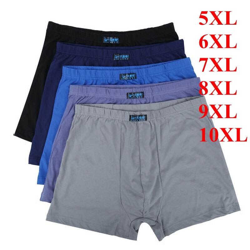 5PCS Man&#39;s Underwear Men&#39;s Boxer Sexy Breathable Men&#39;s Shorts Comfortable Cotton Underpants Mid-waist Solid Panty Plus Size 10XL