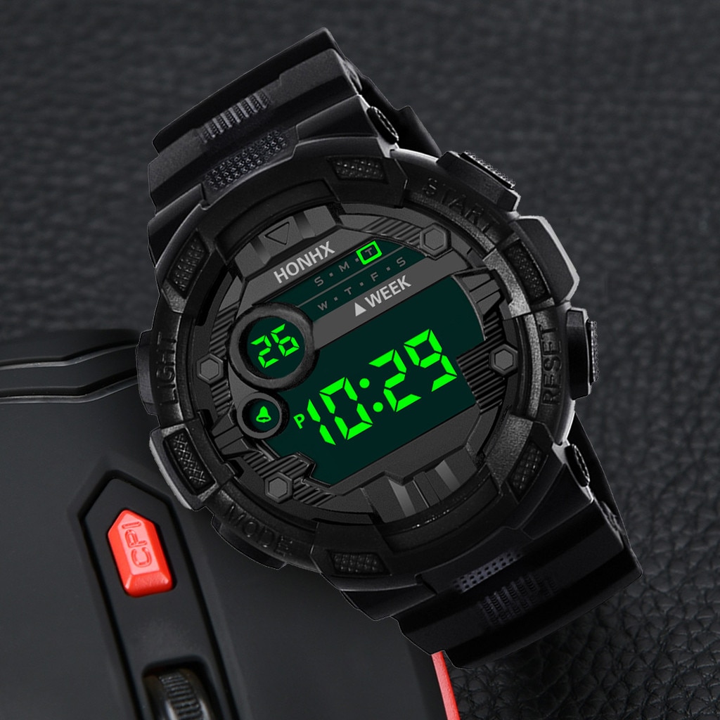 Relojes de lujo para hombre, reloj Digital LED, con fecha, deportivo, electrónico, de pulsera, resistente al agua, Masculino