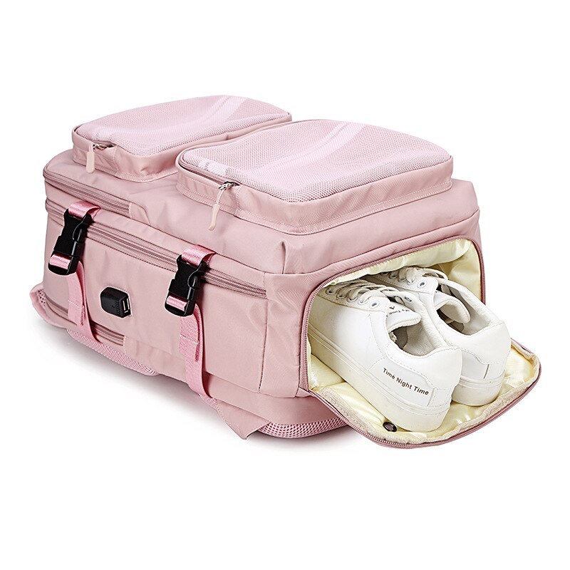 Vrouwen Rugzak 15.6 Inch Meisje Usb Opladen Laptop Rugzak Anti Diefstal Tas Schoen Zak Reizen School Rugzak Dames Mochila