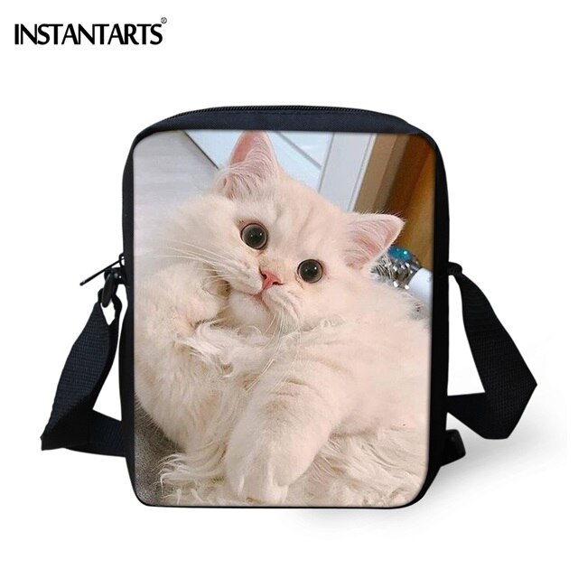Instantarts kat humor 3d tryk børn skoletasker drenge piger studerende rygsæk lynlås stor taske crossbody taske blyant taske sæt: Hmc 387e