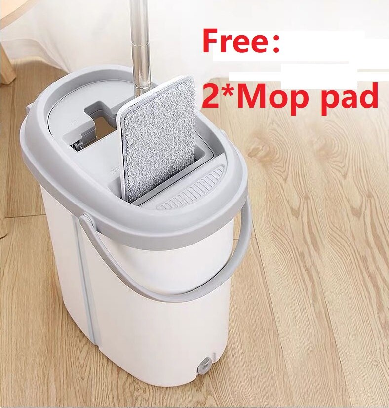 Boomjoy litteä puristusmoppi, jossa on ämpäri käsivapaa litteä moppi, 2 kpl mikrokuitumoppia, märkä tai kuiva käyttö laminaattilattialle: Default Title