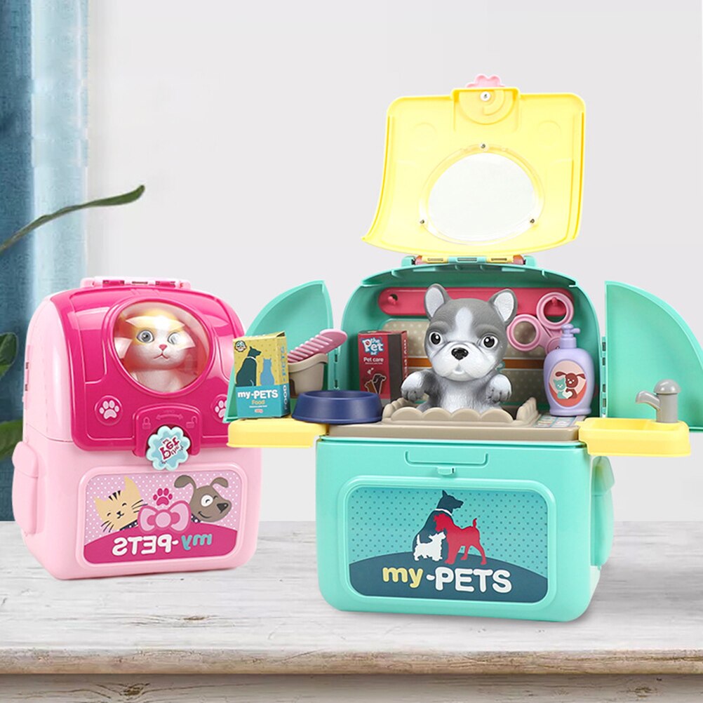 Jouets animaux de compagnie dessin animé chien chat, ensemble de jeu vétérinaire réaliste, Kit de soins pour chiens et chats #20