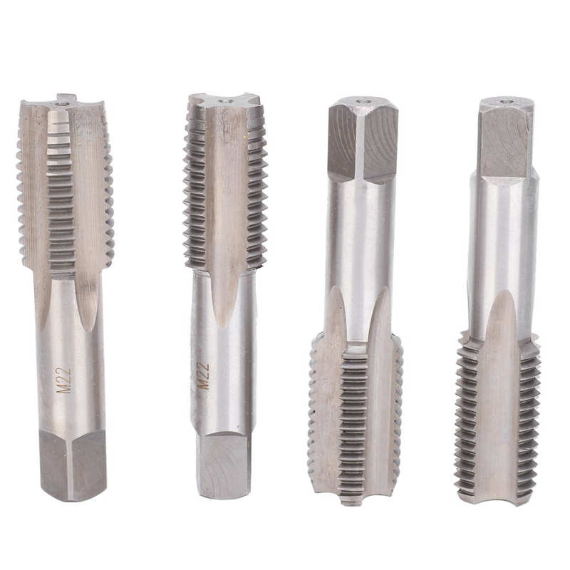 metric threaded inserts 4PCS M22 Alloy Tool Steel Straight Flute Metric Hand Tap Screw Thread Tapping Hand Tool stainless
