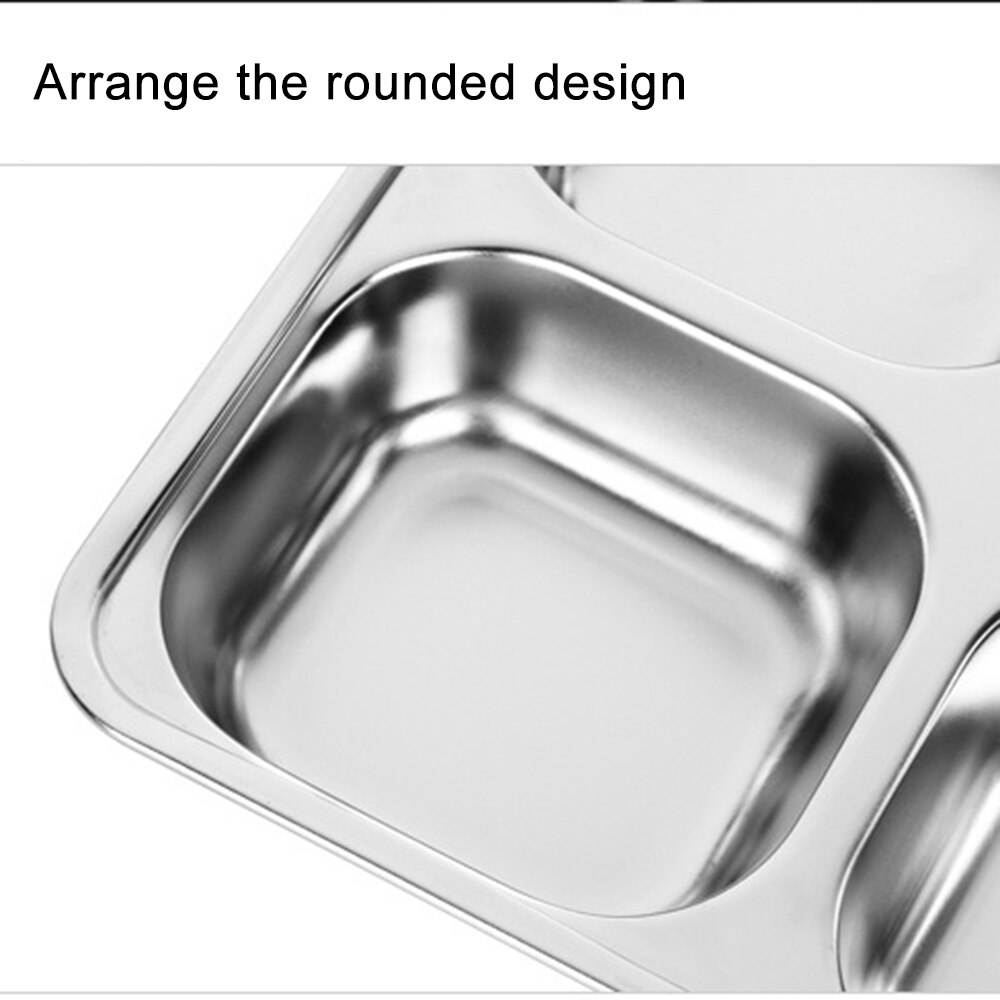 1Pcs Dikke Snacks Compartiment Met Deksel Rvs Lunchbox Student Kantine Fabriek Lunchbox