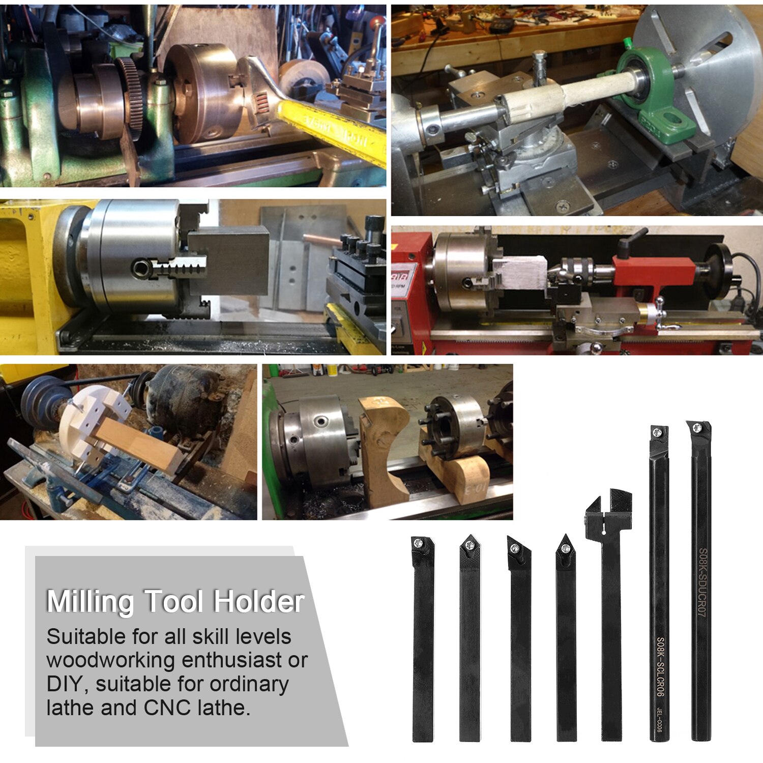 8mm Milling Tool Holder High Hardness Milling Tool Holder Quick Cutting Efficiency Lathe CNC Arbor with Insert and Wrench