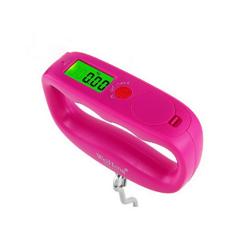 1PC LCD Backlight Portable Travel Handheld Weight Scales 10g/50kg Electronic Luggage Hook Scale Digital Hanging Scale Mini-Size: A14L-G pink