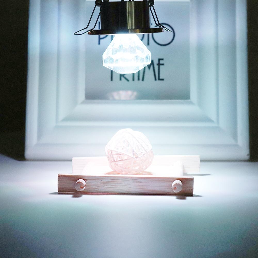 5PCS Luxurious LED Spotlight Mini Led Spot Light Cabinet Lamp Bulb 3W Diamond Ceiling Down Lighting AC85-265V Gold Aluminum JQ: White