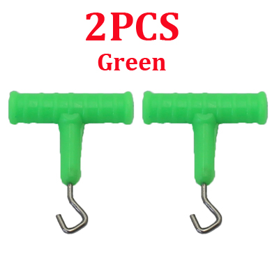 Extracteur de nœud de pêche à la carpe, outils de fabrication de cheveux, crochet de ligne en acier inoxydable, accessoires de pêche, 2 pièces: 2PCS Green