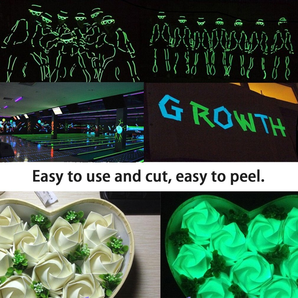 Cinta luminosa de 5CM x 1M con flechas, fluorescente autoadhesivo que brilla en la oscuridad, cinta de advertencia de seguridad, pegatina de tira impermeable