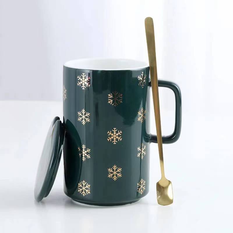 Luxury European Style Ceramic Cup Mug Coffee Cup Home Office with Cover and Spoon Couple Pair Cup Year: 3