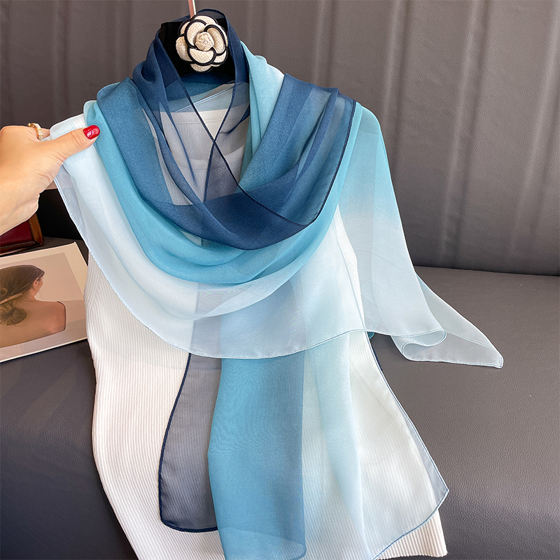 50*160CM mujer gasa gradiente bufanda chal lujo señora versátil protección solar decorar bufandas pañuelo para la cabeza