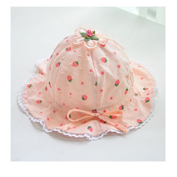 Sombrero bonito para bebé, niña, niño, sombrero para el sol, maceta de fresa, sombrero de princesa, sombrero de pescador para primavera y verano: 6