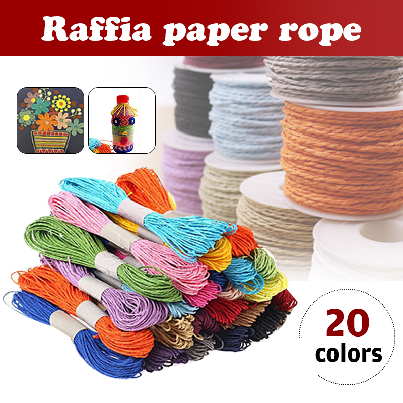5 Roll 30Meter Natuurlijke Raffia Stro Garen Voor Zomer Hand Knit Haak Hoed Handtas Manden Breien Materiaal Kleurrijke Draden
