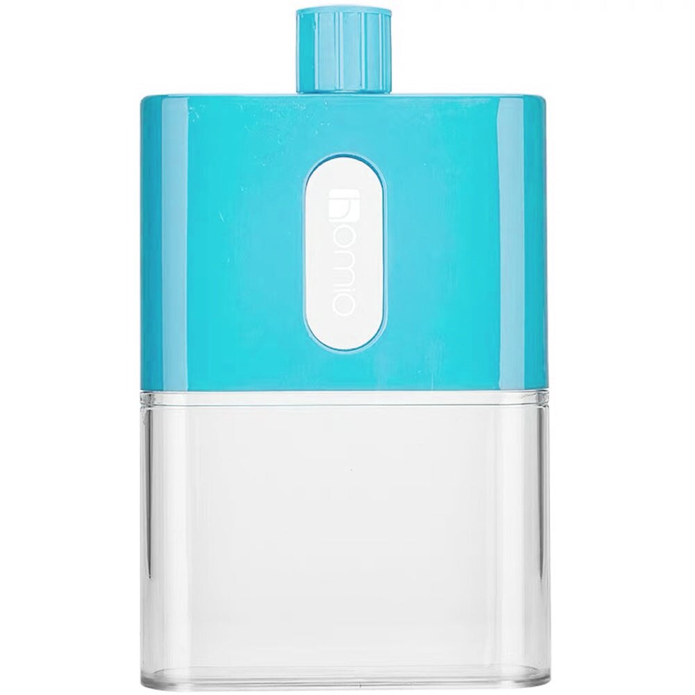 Unisex Portable Outdoor Large Capacity Flat Water Drinks Bottle Holder Container Transparent Plastic water Bottle: Blue