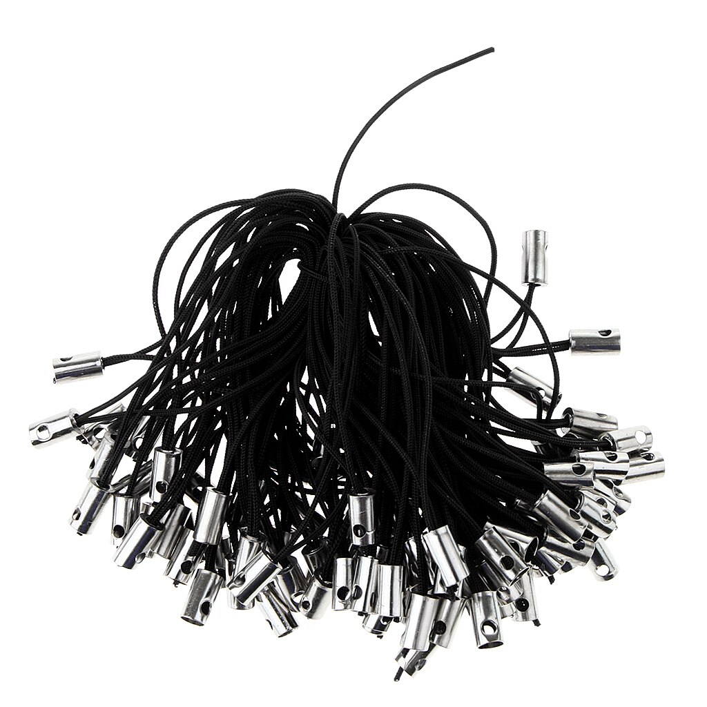 100 Pcs Mobiele Telefoon Gevlochten Lanyard Cords Diy Rope Lariat Bandjes Handgemaakte Sieraden Accessoires: Black