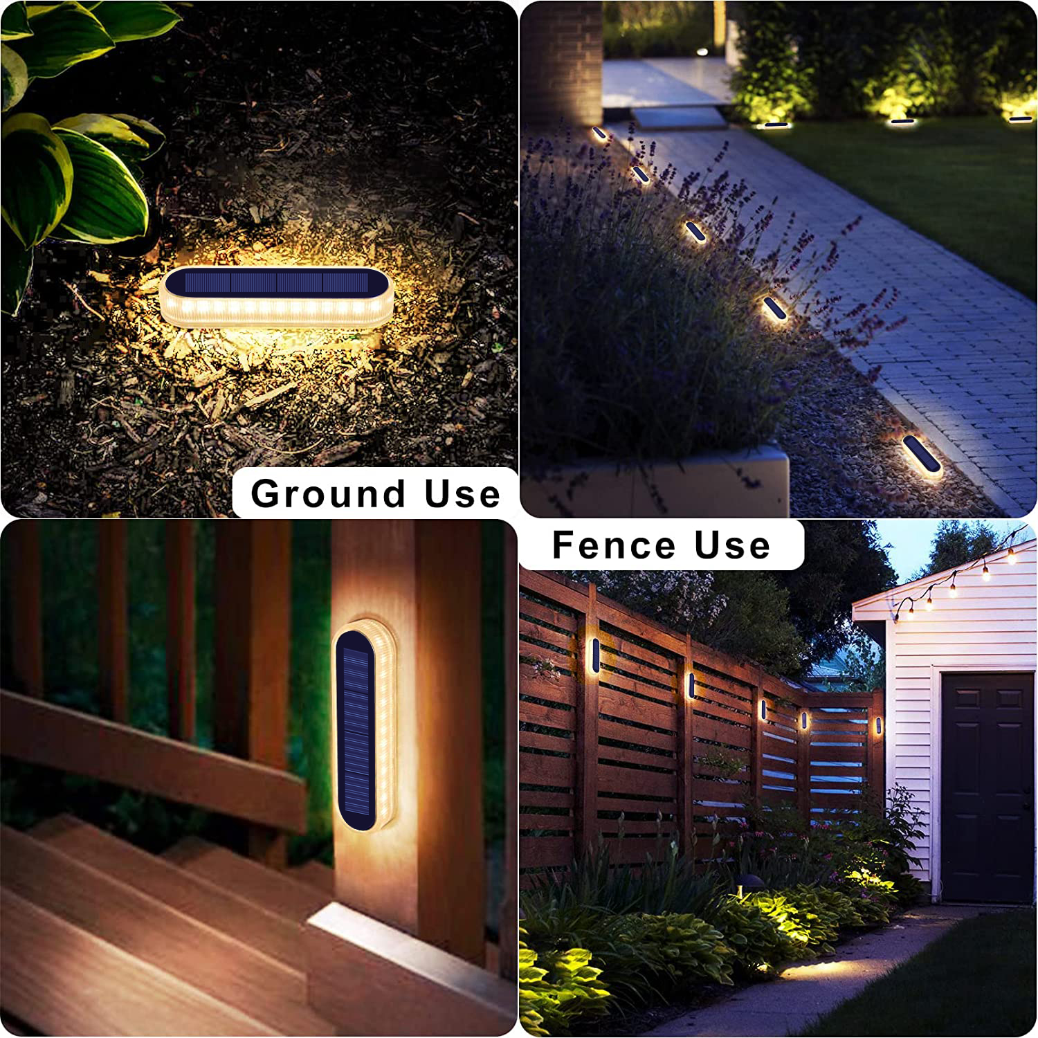 Solcelledrevne terrasselamper 4 -stiks udendørs trinlamper vandtætte  ip68 led solcelledrevne havelamper til trapper hegn have terrasse sti