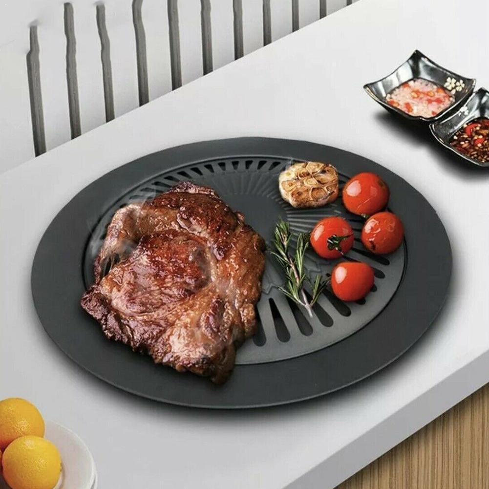 Non-stick røgfri indendørs komfur grill bbq grill køkken grill tallerken bærbar udendørs stegepande